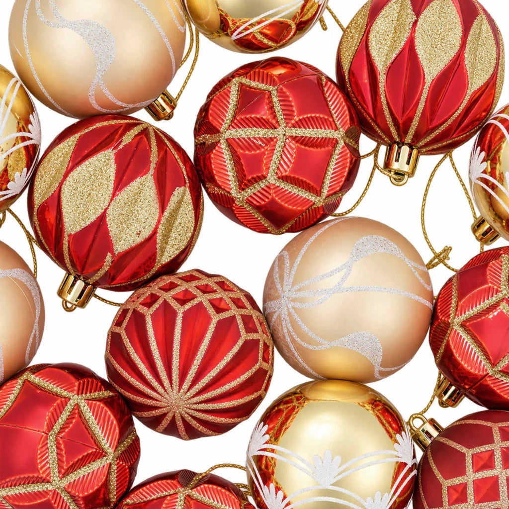 Set di Palline di Natale 32 pz Oro e Rosso Ø 6 cm Plastica 42053242