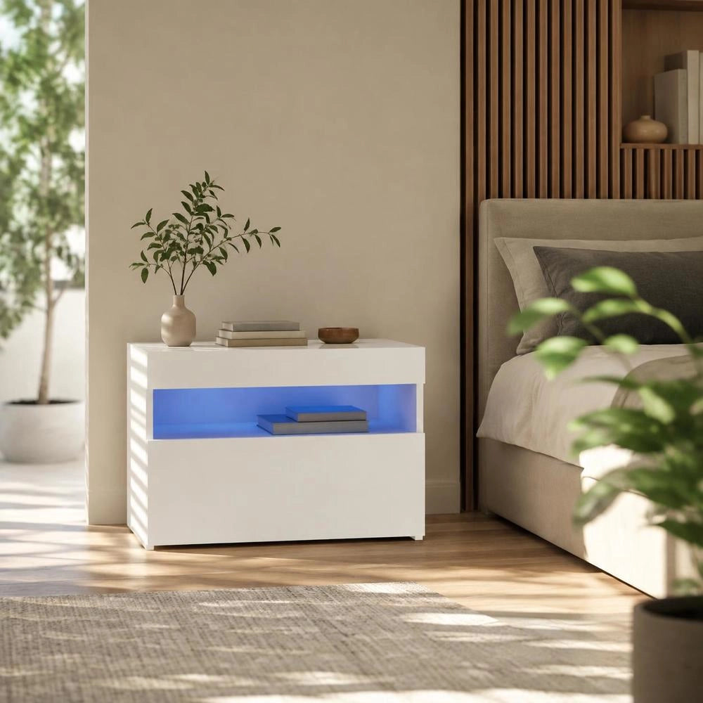TV Cabinet With LED Lights White 60x35x40 Cm