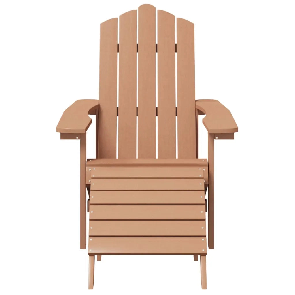 Sedia Giardino con Poggiapiedi e Tavolo Adirondack HDPE Marrone 3095710