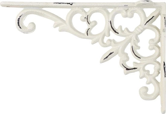 Console per parete con design rustico antico look con fiori di lis francese tempo di installazione - 12 x 18 x 35 cm bianco antico
