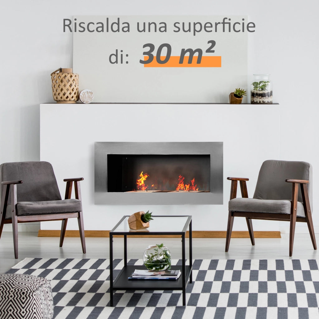 Camino a Bioetanolo da Parete ¨C zephmum ¨C Acciaio Inox 110x54x14cm