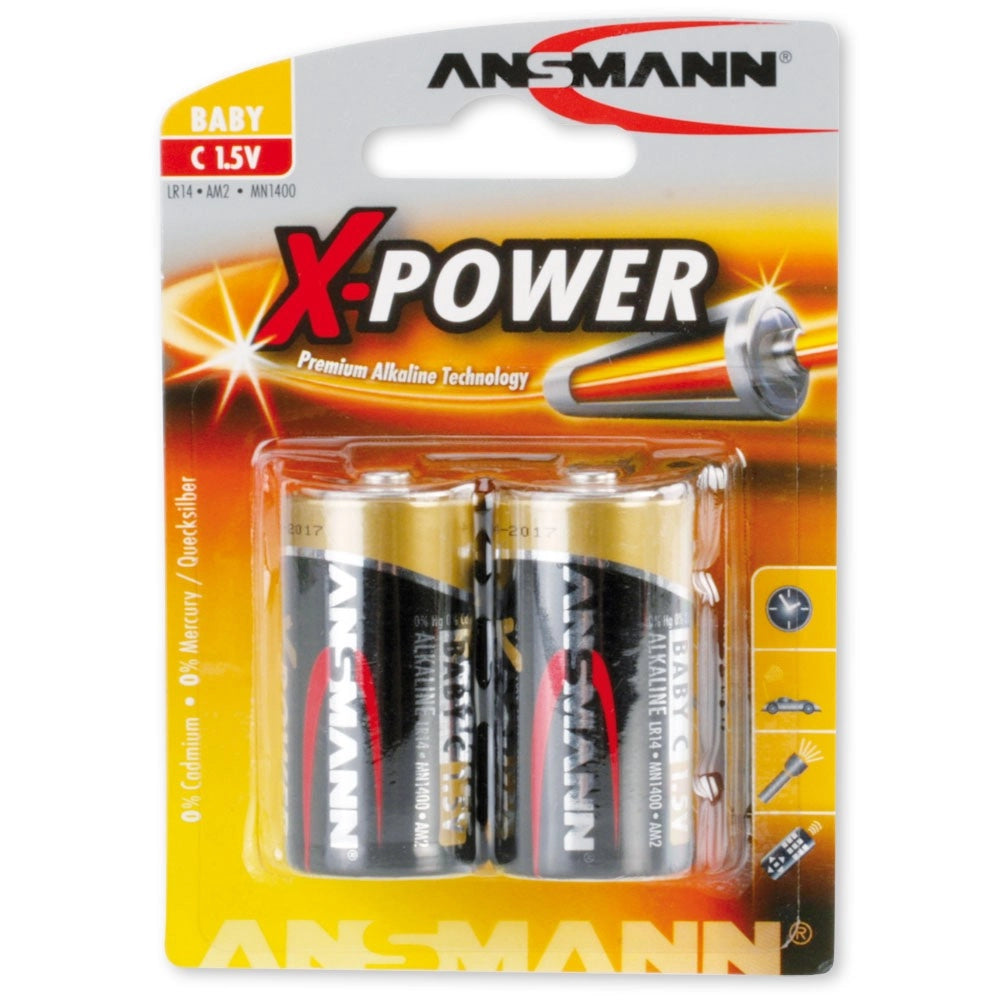 BATTERIA alcalina 1/2 Torcia ANSMANN X-POWER LR14 2 pz