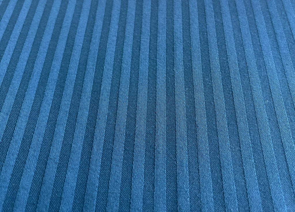 Completo Lenzuola Letto In 100% Raso Cotone Rigato 5mm In Tinta Unita - Singolo - Petrolio