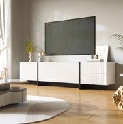 Mobile TV 190 cm con 3 Ante e 2 Cassetti, MDF Bianco e Nero