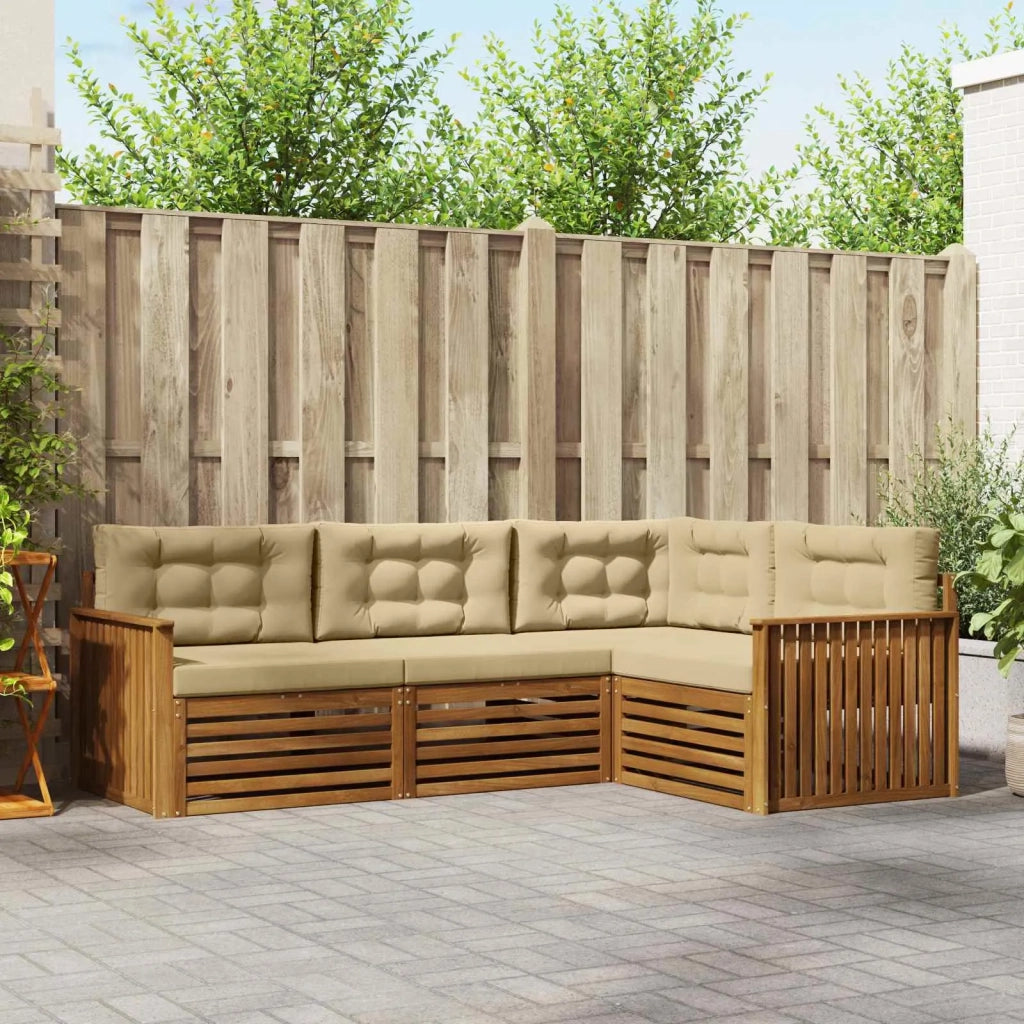 Set di divani da esterno con cuscino 4 pcs Naturale e Beige