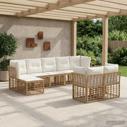 Set di divani da esterno Naturale e Bianco Crema Poliestere