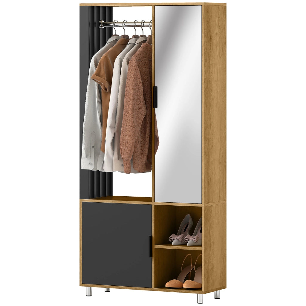Armadio con specchio e appendiabiti ¨C zephmum ¨C 80x30x170 cm legno naturale