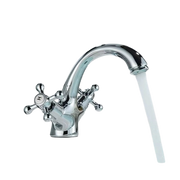 EVA | Rubinetto da bagno vintage Rubinetto da bagno cromato lucido |retrò in acciaio inossidabile premium | Miscelatore gastronomico 2 attacchi