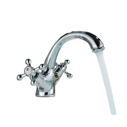 EVA | Rubinetto da bagno vintage Rubinetto da bagno cromato lucido |retrò in acciaio inossidabile premium | Miscelatore gastronomico 2 attacchi