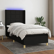 Letto a Molle con Materasso e LED Nero 90x200 cm in Tessutocod mxl 123301