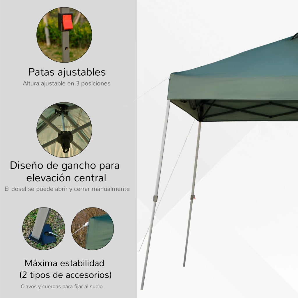 Gazebo da Giardino Pieghevole ¨C zephmum ¨C Verde Acciaio 3x3m