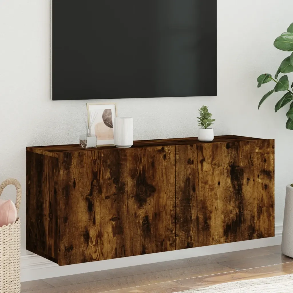 Mobile TV a Parete | Armadietto TV | Mobile Porta TV Rovere Fumo 100x30x41 cm