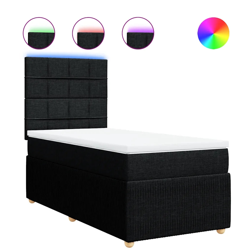 Giroletto a Molle con Materasso Nero 90x200 cm in Tessuto
