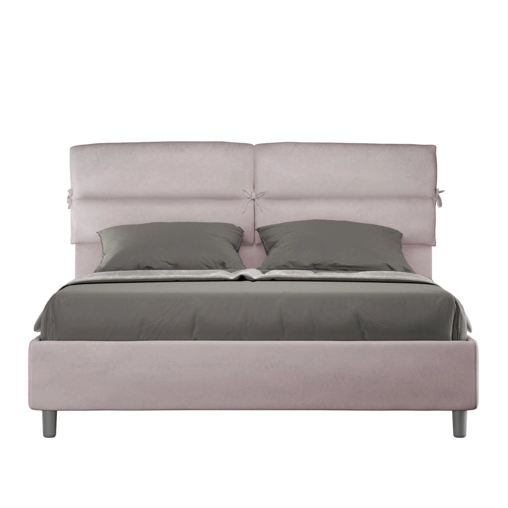 Letto matrimoniale senza rete imbottito 160x190 microfibra azzurro Nandy