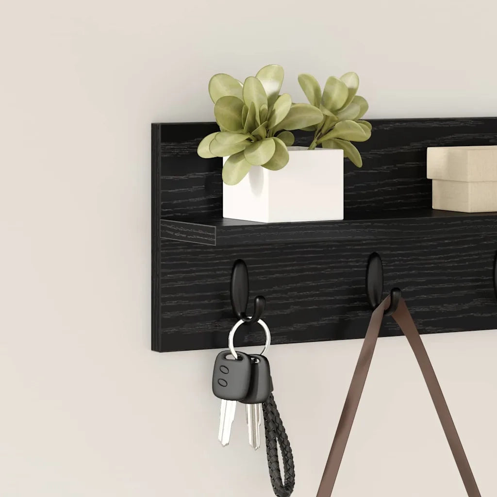 Appendiabiti a muro Rovere Nero 40 x 10,5 x 18 cm 874380