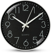 Orologio da Parete, Stile e Silenzioso, Orologio da Parete a Batterie, Orologio da Parete Digitale, Design Moderno Quartz, per Salotto, Ufficio, Cucina o Camera da Bambino (Nero, 20CM)