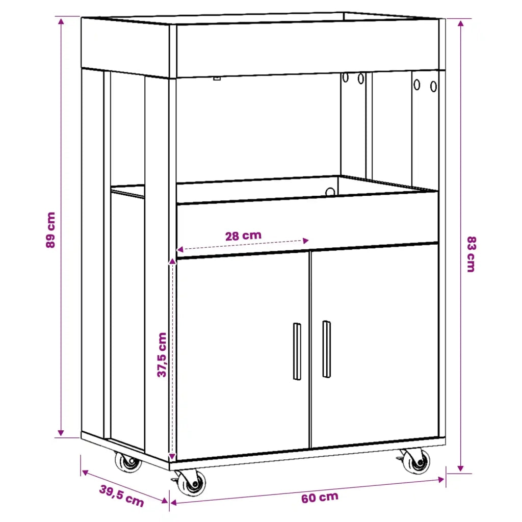 Carrello da Bar Legno di quercia 60 x 39.5 x 89 cm 8015684