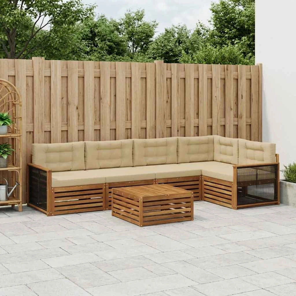 Set di divani da esterno 6 pz Naturale e Beige 3383386