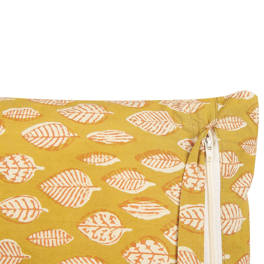 Cuscino decorativo cotone con motivo a foglie 45 x 45 cm nappe decorative rivestimento sfoderabile accessori decorativi