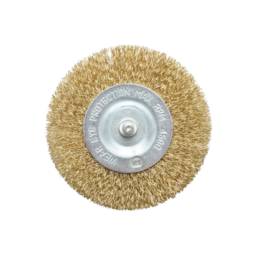 Spazzola circolare in filo metallico con attacco M14, 100 mm, 4500 giri/min, Breckner Germany.