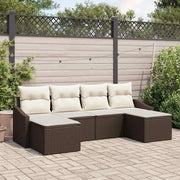 Set di divani con cuscino 6 pcs Marrone polyrattan