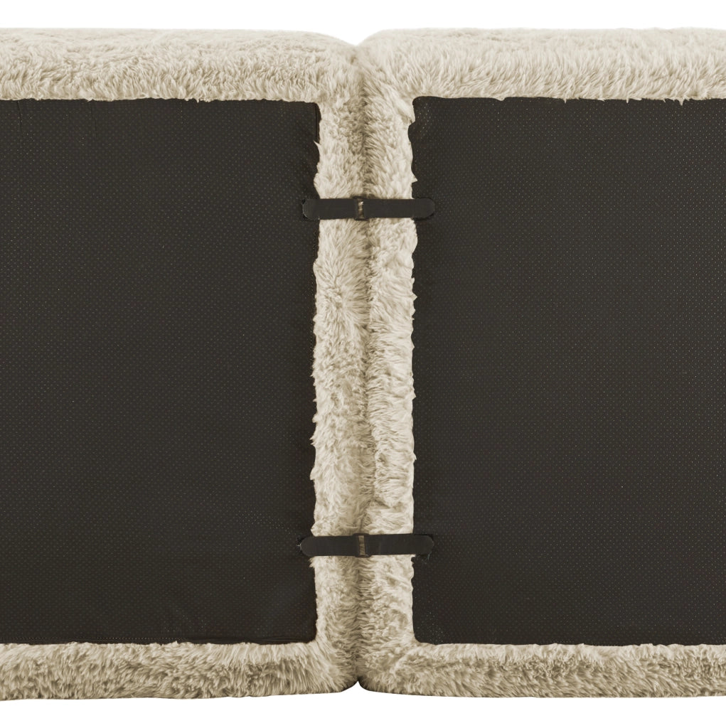 Divano angolare modulare in tessuto peluche; 291x104x73 cm; khaki chiaro