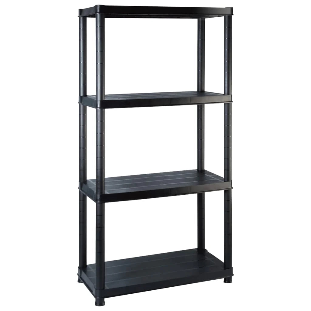 Libreria/scaffale portaoggetti a 4 ripiani 130 cm plastica nera 02_0000647