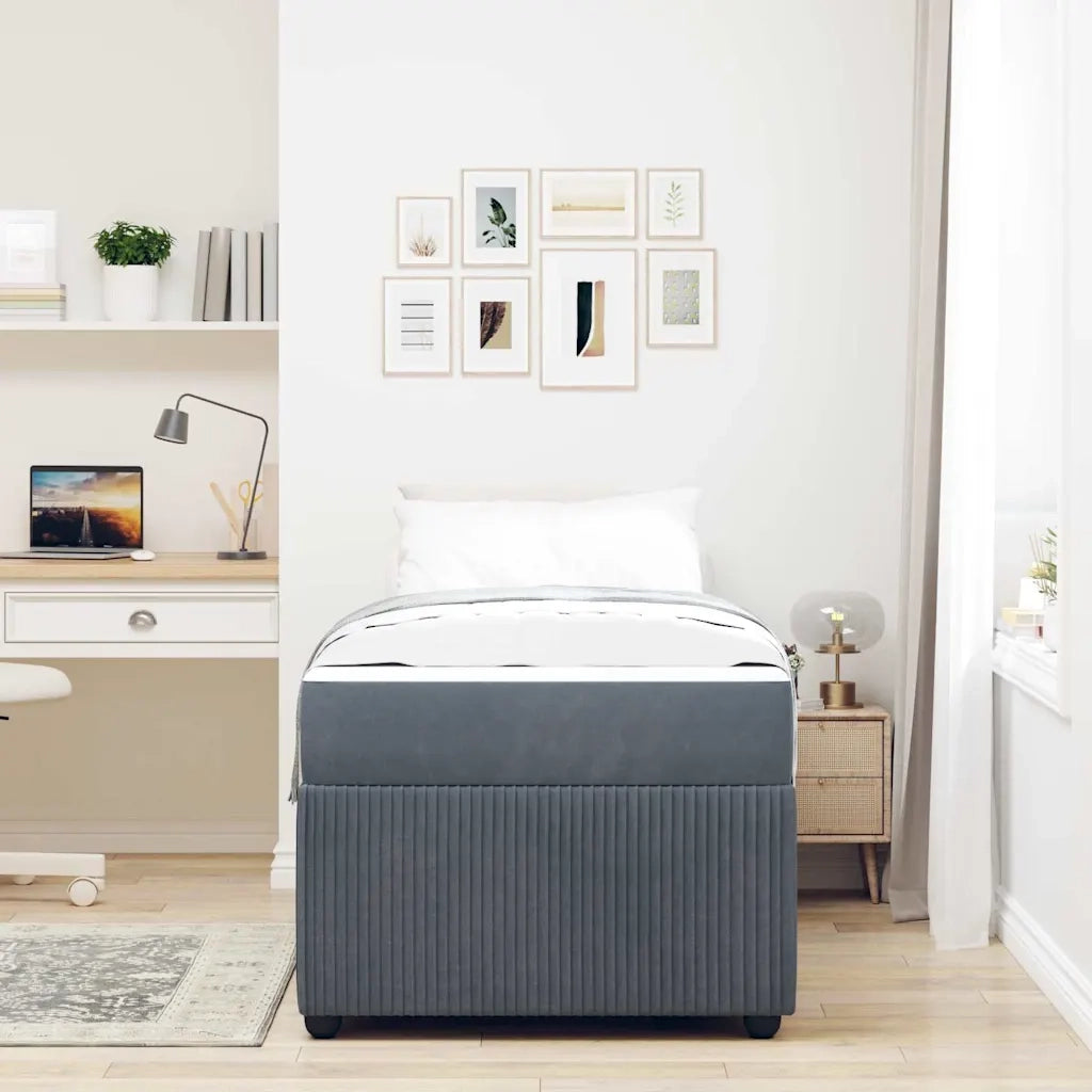 Struttura del letto Grigio scuro 90 x 190 cm Tessuto