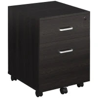 Schedario da Ufficio Cassettiera Per Scrivania in Legno, 2 Cassetti, Serratura con 2 Chiavi, Nero, 40x45x55.6cm