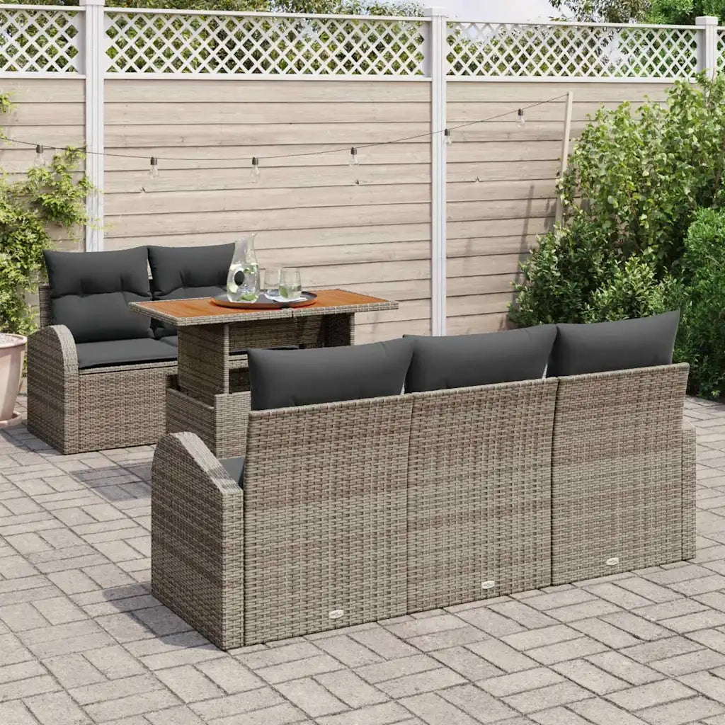Set Divano da Giardino 6 pcs Grigio Poly Rattan 3358260