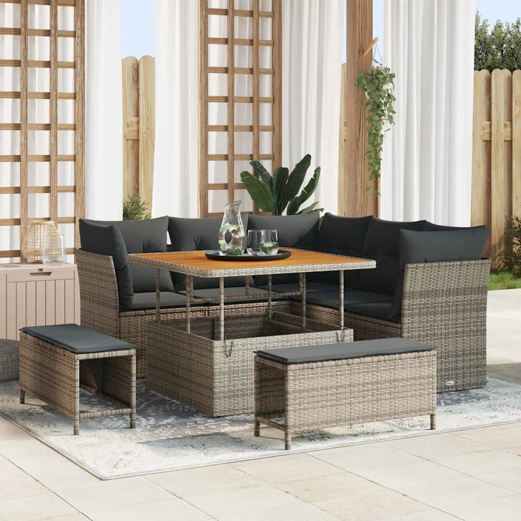 Set Divano da Giardino con cuscino 8 pcs Grigio 3363428