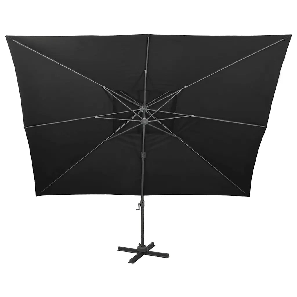 Ombrellone da giardino a sbalzo-Ombrello da Balcone con doppio piano nero 400x300 cm