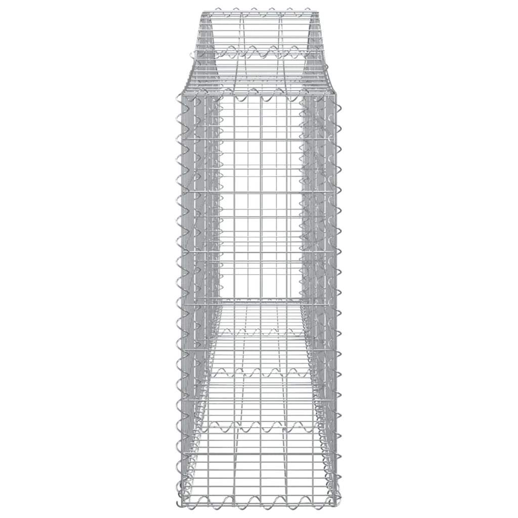 Cestini gabbioni recinzione a gabbia muro di contenimento ad arco 1 set da 4 200 x 30 x 80/100 cm ferro zincato argento 02_0040570