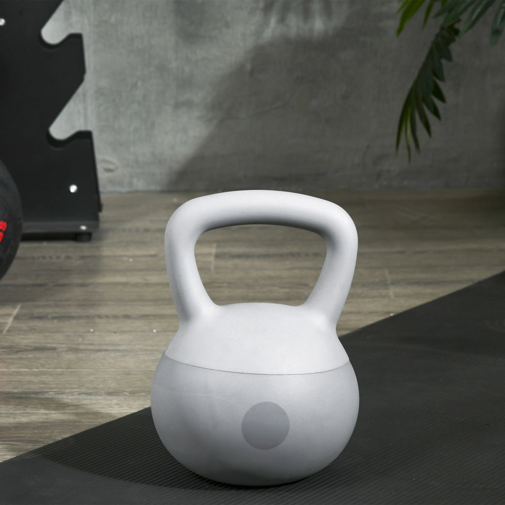 Kettlebell 4kg in PVC e Sabbia Metallica ¨C zephmum ¨C Grigio 19x19x26 cm