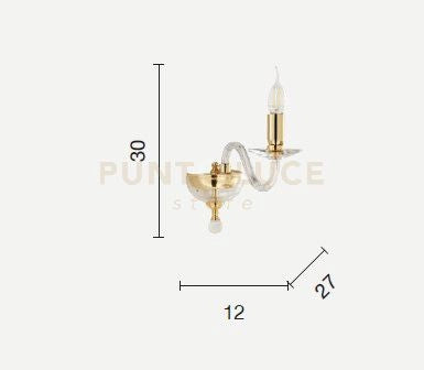 APPLIQUE  PAGANINI RUBINO CROMO 1 LUCI ATTACCO E14 H.30CM