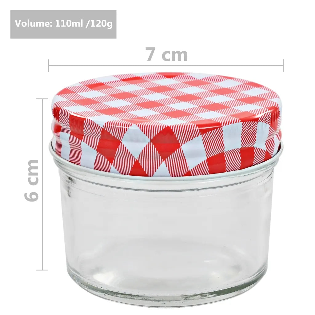 Vasi Marmellata in Vetro Coperchio Bianco e Rosso 96 pz 110 ml CFW2043754