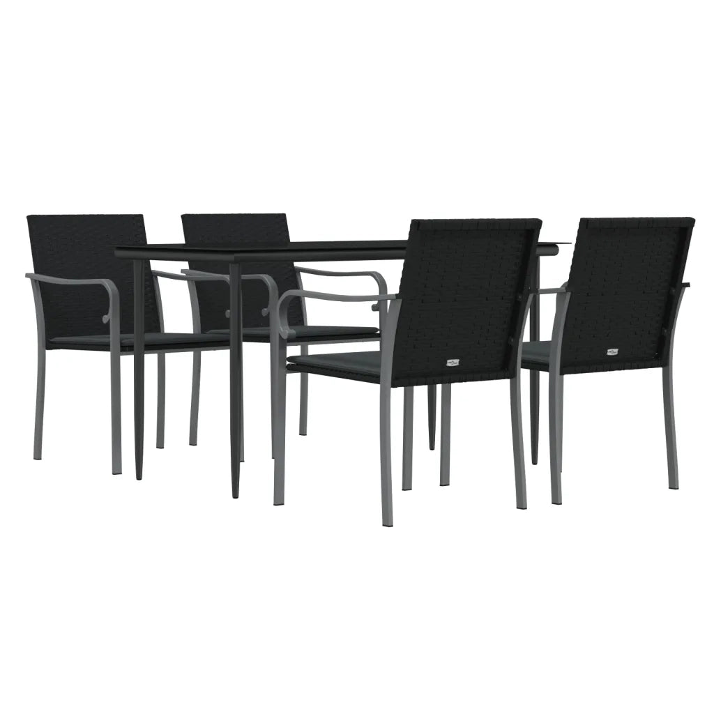 Set Pranzo da Giardino 5pz con Cuscini in Polyrattan e Acciaio 3186943