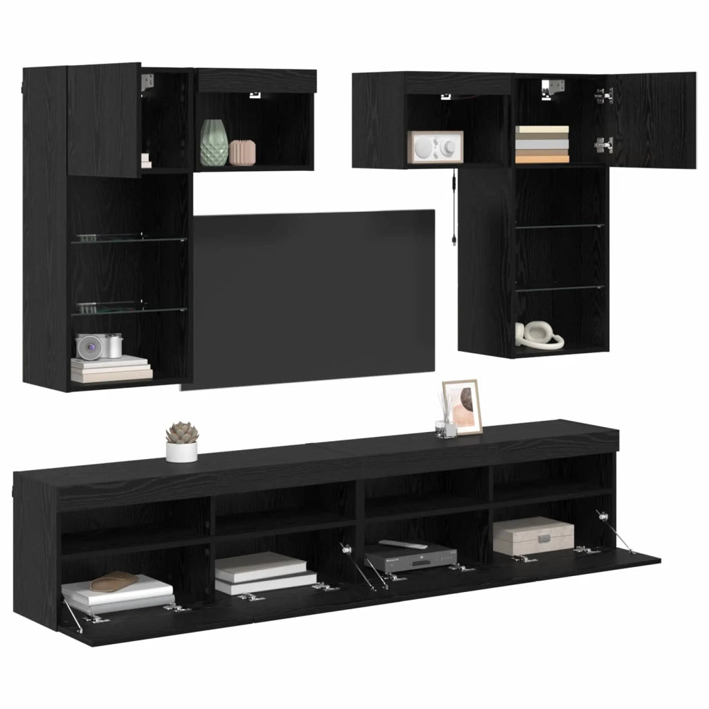 Unità per TV a Muro 6 pcs 100 x 30 x 40 cm Rovere artigianale
