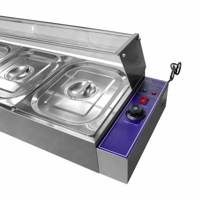 Espositore a Bagnomaria per Ristoranti Pizzerie con 5 Vaschette in Acciaio Inox