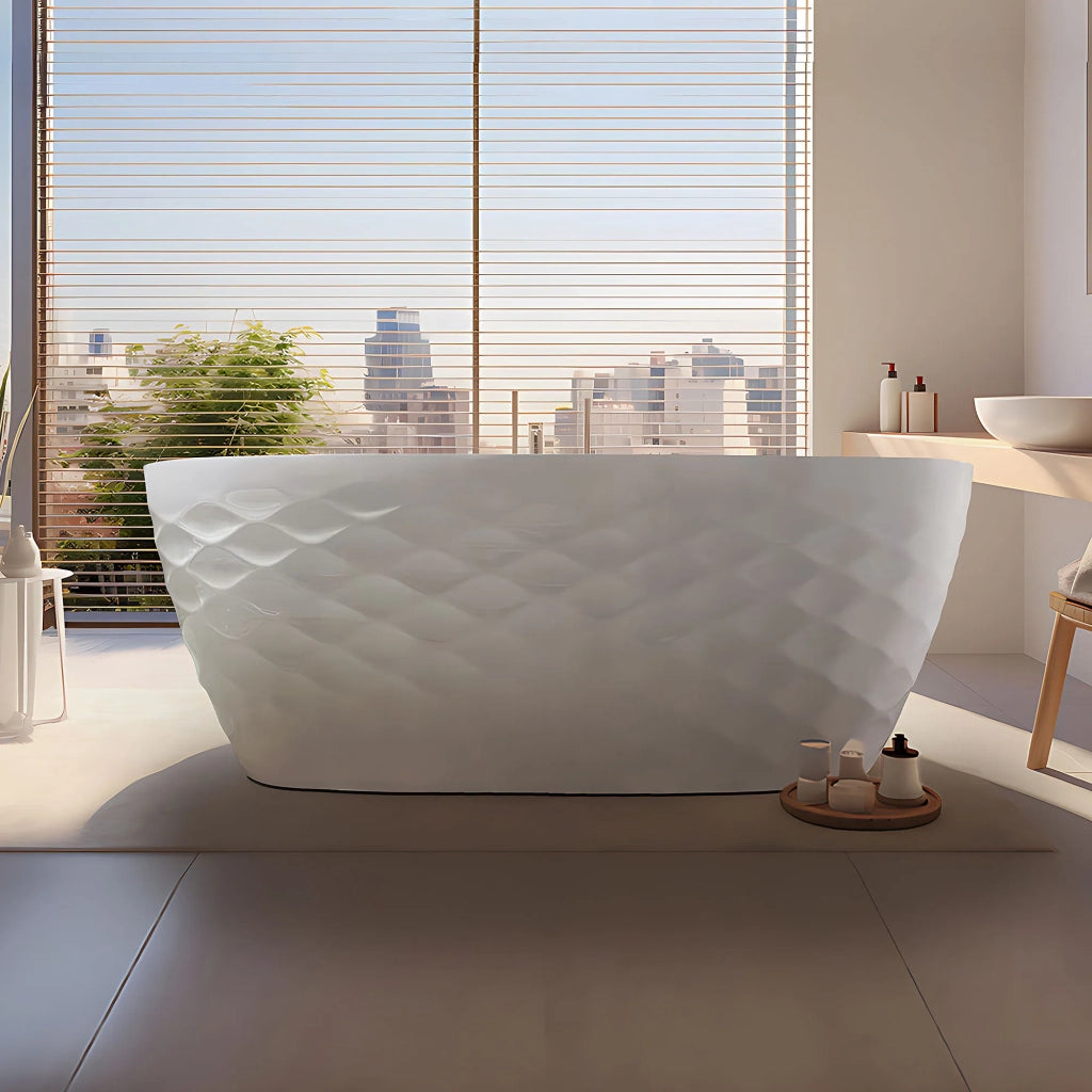 Vasca Da Bagno Freestanding In Acrilico Gaja 170 Copritappo oro spazzolato