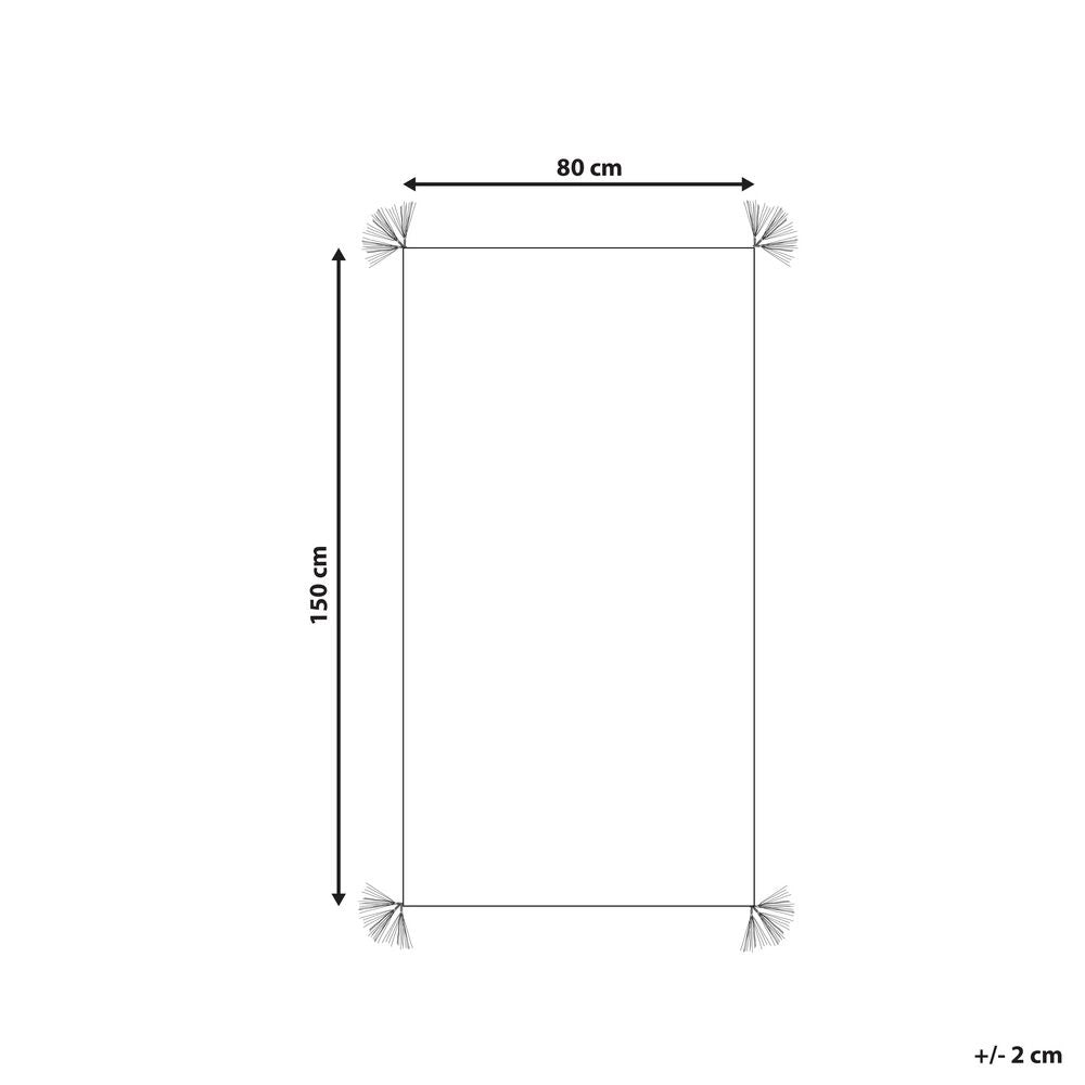 Tappeto tappetino Cotone Bianco 80 x 150 cm Rettangolare con Nappe Trapuntate Motivo Geometrico