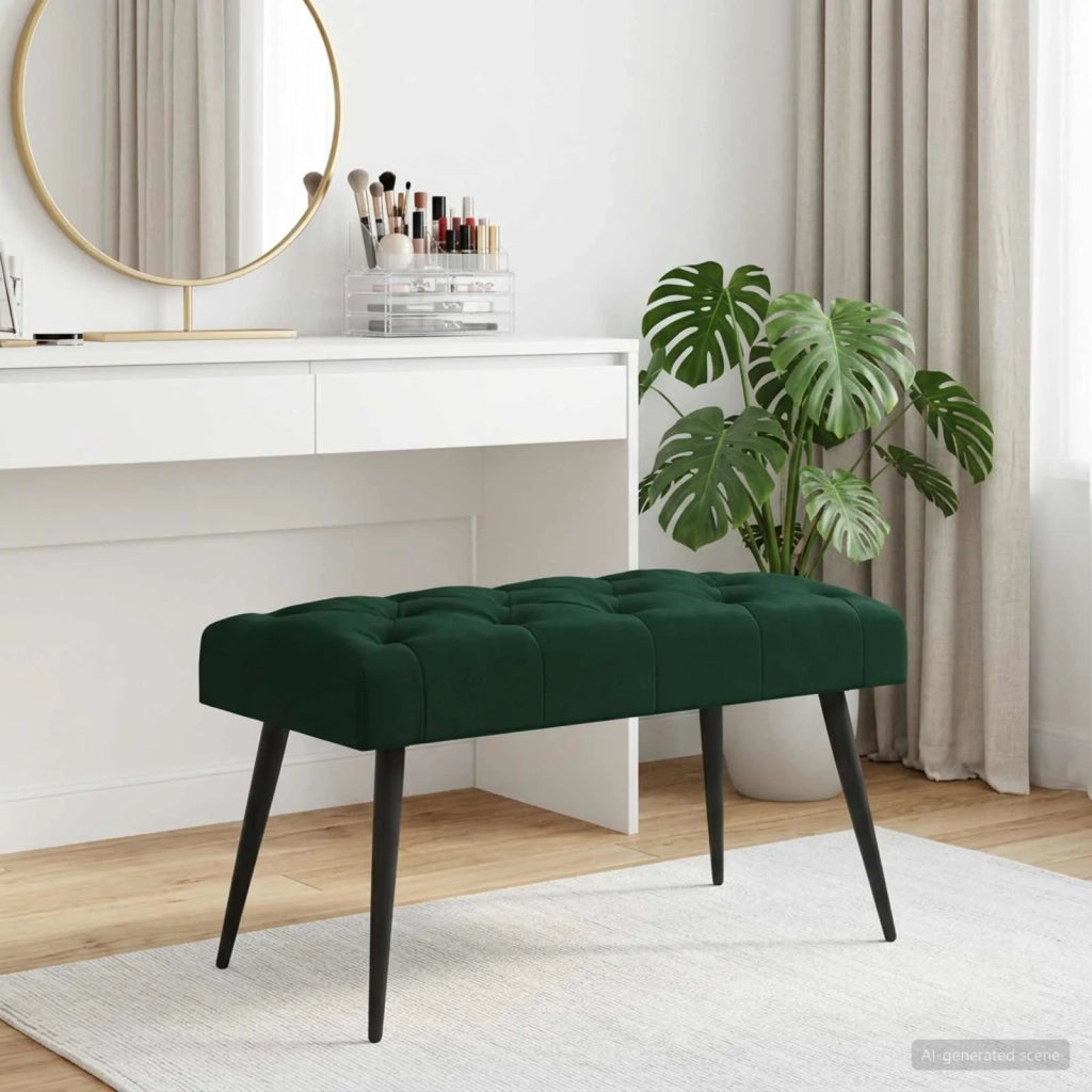 Panchina con bottoni imbottiti Verde Scuro 80 x 40 x 46 cm 42038559