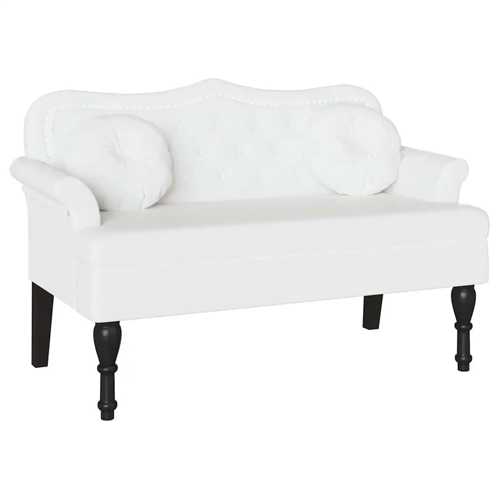 Panca Chesterfield-Sgabello-Divano Bianco 120,5 x 65 x 75 cm Pelle Sintetica