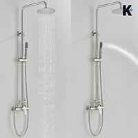 JANA | Set pioggia premium in acciaio inox spazzolato | Miscelatore doccia di design | Miscelatore doccia completo di doccetta