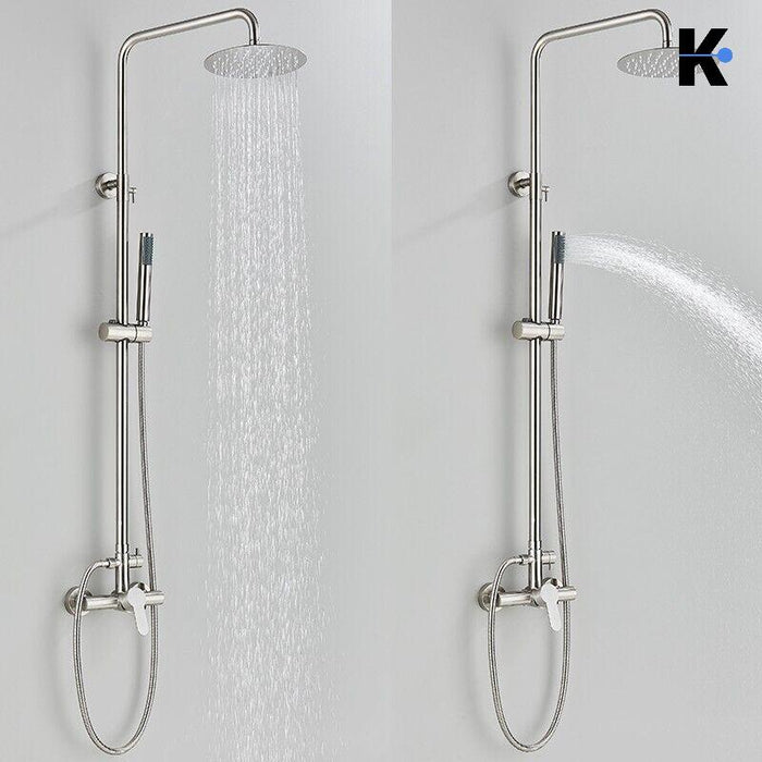 JANA | Set pioggia premium in acciaio inox spazzolato | Miscelatore doccia di design | Miscelatore doccia completo di doccetta