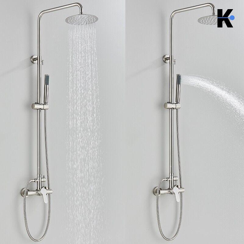 JANA | Set pioggia premium in acciaio inox spazzolato | Miscelatore doccia di design | Miscelatore doccia completo di doccetta