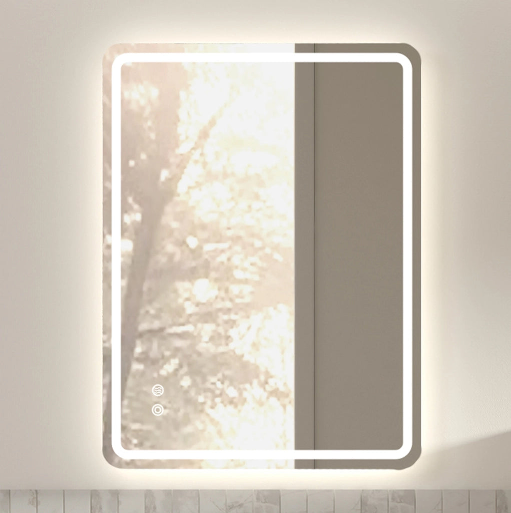 Specchio LED da bagno 80 x 60 cm argento, antiappannamento, touch, dimmerabile