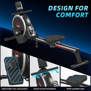 Vogatore domestico, vogatore RATTANTREE con resistenza magnetica a 16 livelli, ultra silenzioso, capacit¨¤ di carico massima 150 kg