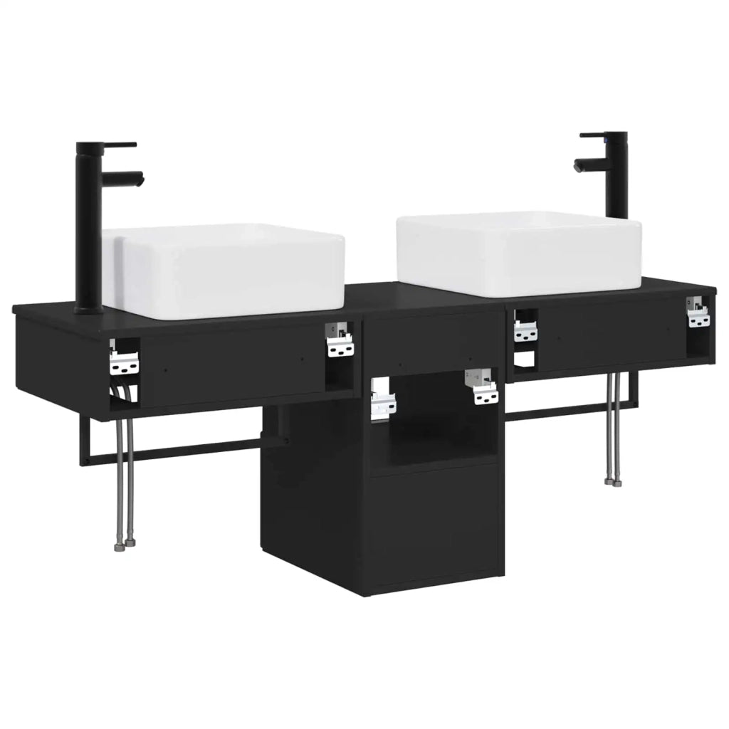 Set di mobili per il bagno 3 pz Nero Legno ingegnerizzato 3405598