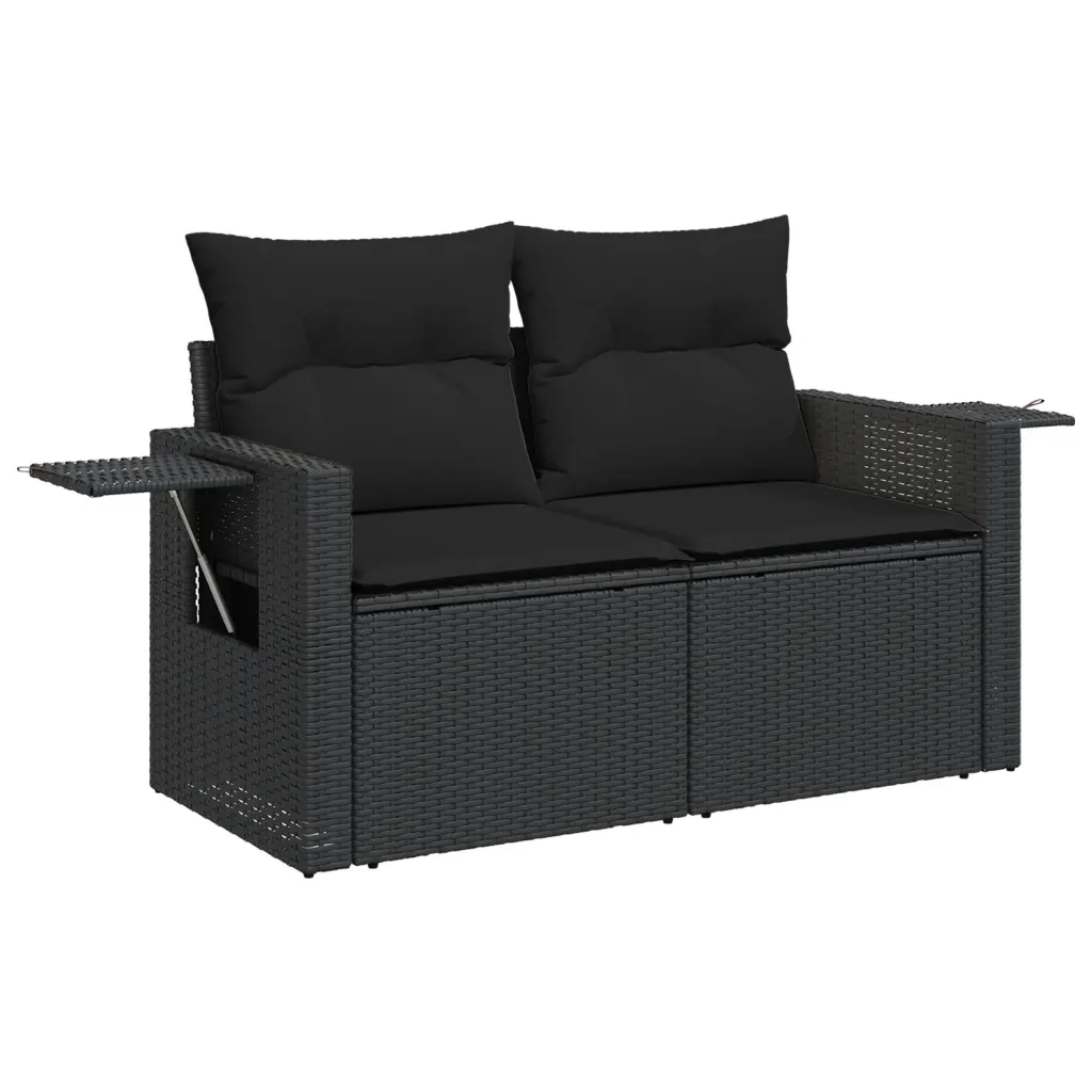 Salotto da Giardino-Set Divani da Giardino 5 pz con Cuscini in Polyrattan Nero 543262